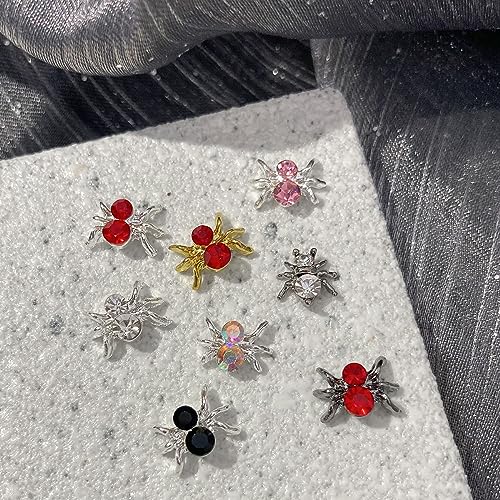 32Pcs Halloween Nail Charms 3D Spider Nail Charm Silver Gold Red Spider Nail Jewelry Gems Shiny Alloy Designs Halloween Nail Charm Set or Acrylic Nails Supplies DIY Gothic Nail Art Decorations