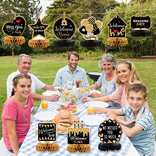 Welcome Home Decorations, 9Pcs Black and Gold Welcome Home Table Decor for Welcome Home Party Decorations, Welcome Home Party Supplies