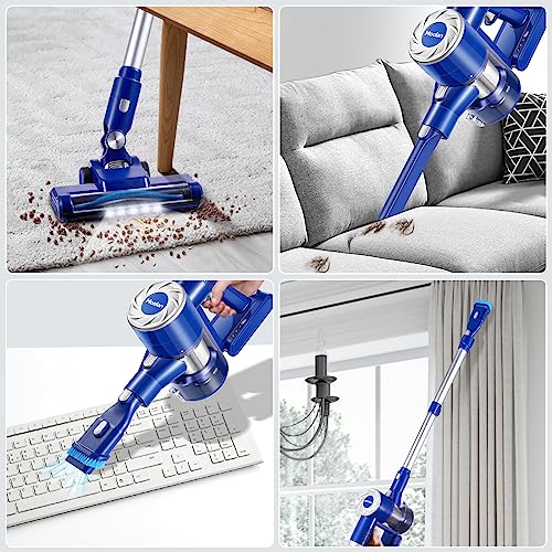 Moolan Cordless Vacuum Cleaner, 6 in 1 Lightweight Cordless Stick Vacuum with Powerful Suction, 12inch Retractable Rod Rechargeable Vacuum Cleaners for Home Hardwood Floor