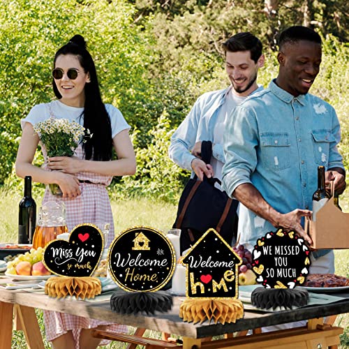 Welcome Home Decorations, 9Pcs Black and Gold Welcome Home Table Decor for Welcome Home Party Decorations, Welcome Home Party Supplies