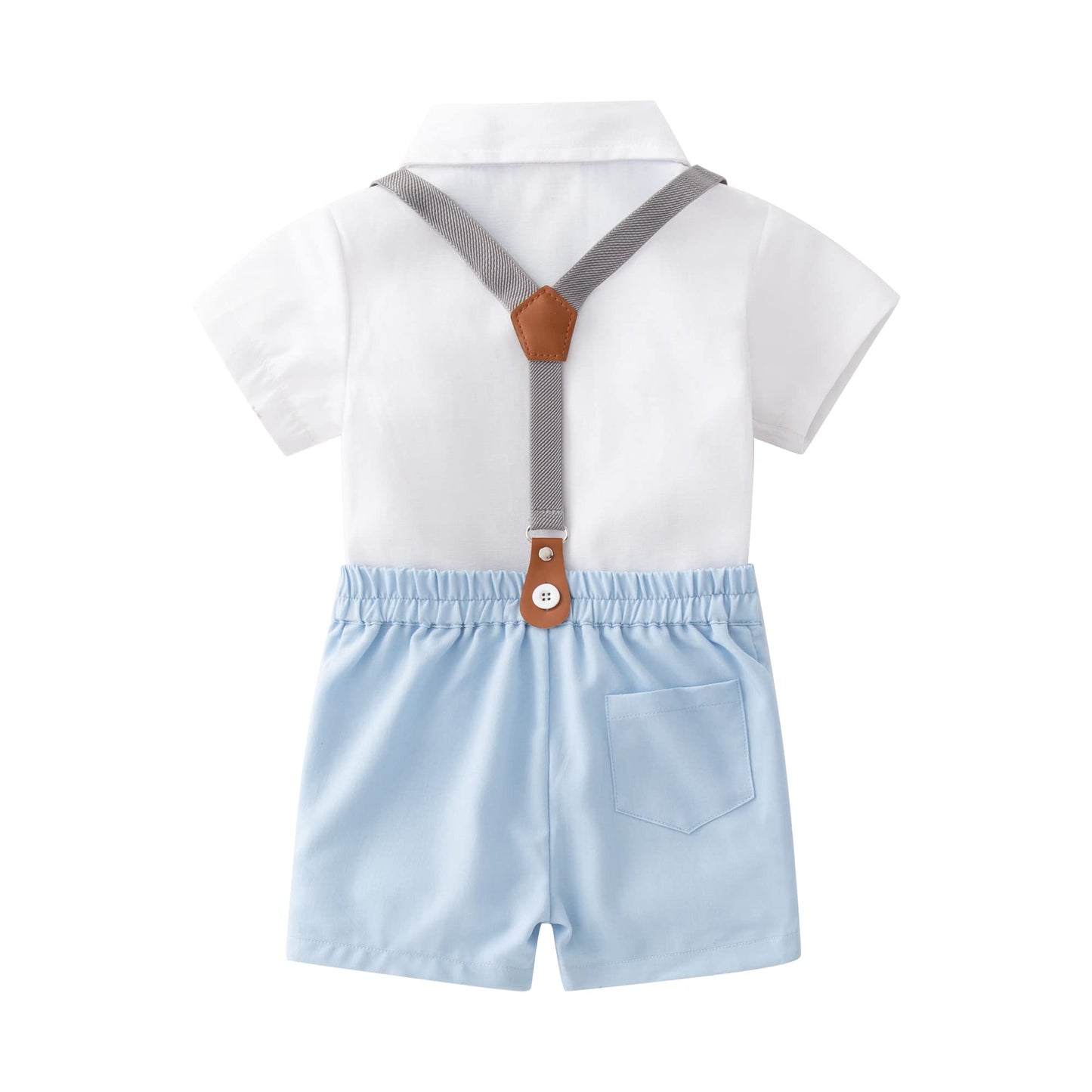 Baby Boys Gentleman Outfits Suit Set,Shirt+Pants+Bow Tie+Suspenders,9-12 Months