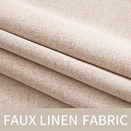 MIULEE 100% Blackout Linen Textured Curtains for Bedroom Solid Thermal Insulated Natural Beige Grommet Room Darkening Curtains & Drapes Luxury Decor for Living Room Nursery 52 x 84 Inch (2 Panels)