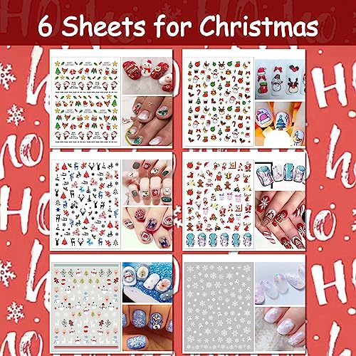 TailaiMei 30 Sheet All Holidays Nail Art Stickers, Mixed Seasons Variety Pack for Halloween Fall Christmas Valentine's Day Nail Decals, Self-Adhesive Design Year-Round Thanksgiving Nail Decorations