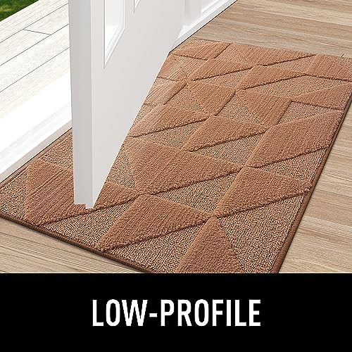OLANLY Door Mats Indoor, Non-Slip, Absorbent, Dirt Resist, Entrance Washable Mat, Low-Profile Inside Entry Doormat for Entryway (32x20 inches, Brown)
