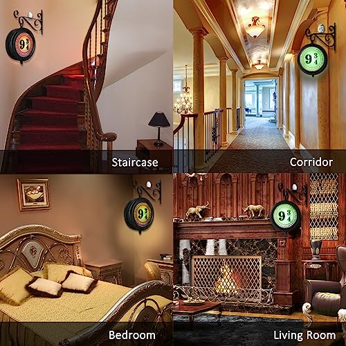 Platform 9 3/4 Night Light,Rechargeable Hanging Home Decorative Light with Glowing Owl Decor,Upgraded 16 Colors 9¾ Wall Lamp with Remote Control,Double-Sided Lighting,Magic Runes,Gift for Harry Fans