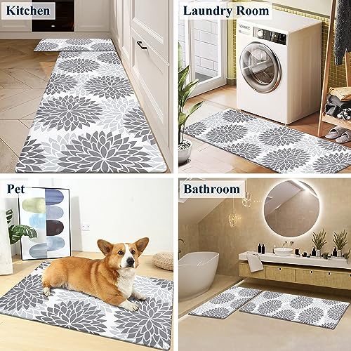 HEBE Anti Fatigue Kitchen Rug Sets 2 Piece Non Slip Kitchen Mats for Floor Cushioned Kitchen Rugs and Mats Waterproof Comfort Standing Mat Runner for Kitchen,Home Office,Sink,Laundry