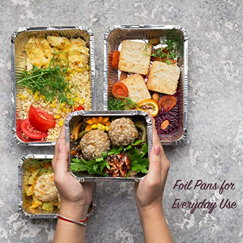 Stock Your Home 1 Lb Small Aluminum Pans with Lids (50 Pack) Foil Pans + Clear Plastic Lids, Disposable Cookware, Takeout Trays with Lids - To Go Disposable Food Containers for Restaurants & Catering