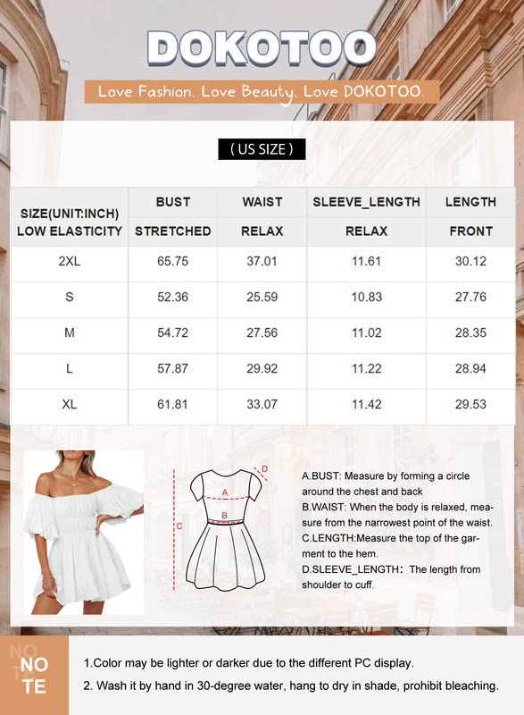 Dokotoo Women One Shoulder Dresses Fashion 2023 Lantern Sleeve White Pirate Dress Ruffle Elastic Waist A-Line Spring Dresses for Wedding Guest X-Large