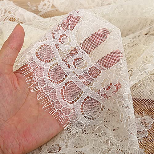 Fanqisi Ivory Lace Tablecloth 60x120 Inches Classic Wedding Lace Tablecloths Overlay Party Table Cover for Bridal Shower Reception Table Decoration