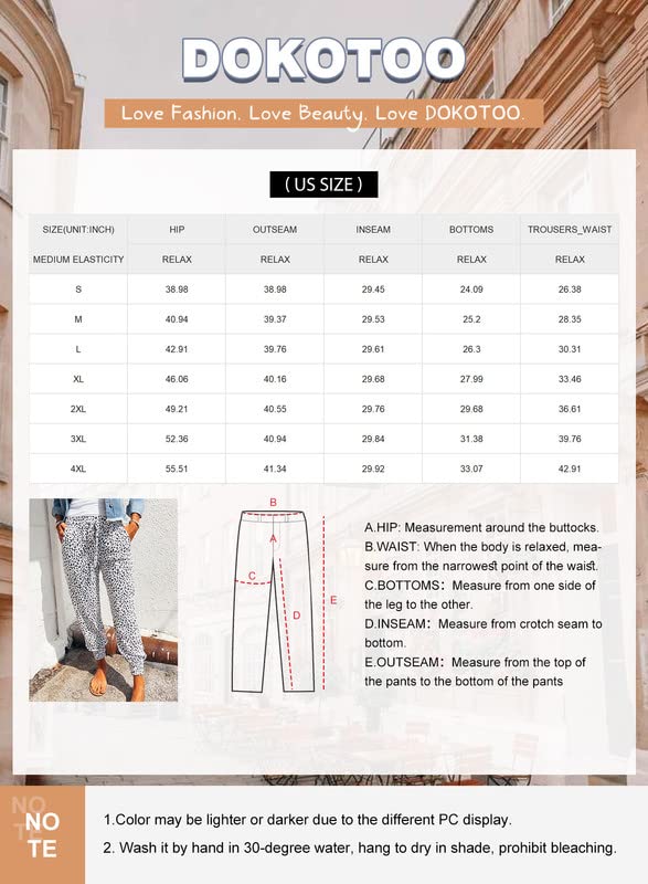 Dokotoo Womans Summer Comfy Casual Loose Breezy Leopard Drawstring Elastic Waist Jogging Jogger Pants Sweatpants for Women Loose Fit with Pockets Small