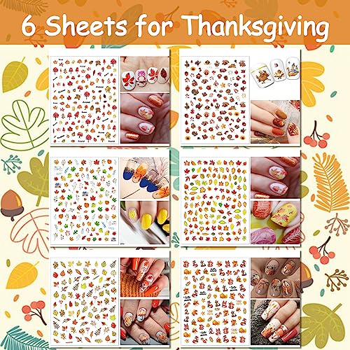 TailaiMei 30 Sheet All Holidays Nail Art Stickers, Mixed Seasons Variety Pack for Halloween Fall Christmas Valentine's Day Nail Decals, Self-Adhesive Design Year-Round Thanksgiving Nail Decorations