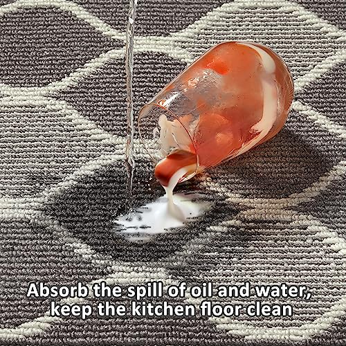 Villsure Kitchen Rugs and Mats, Non Skid Kitchen Runner Rug Absorbent Resist Dirt Kitchen Floor Mat Comfort Standing Mat Made of 100% Polypropylene Machine Washable