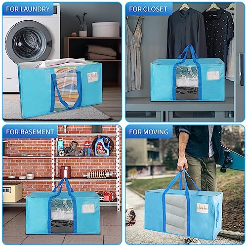Kyodah 5 Pack Extra Large Waterproof Moving Bags for clothes storage,Heavy-Duty Storage Bags for Moving,Clothes, Packing Bags with Clear Visible Window,Reinforced Handles&Zipper,Outdoor Storage Box, moving supplies ,Moving Boxes ,bolsas para guardar ropa,