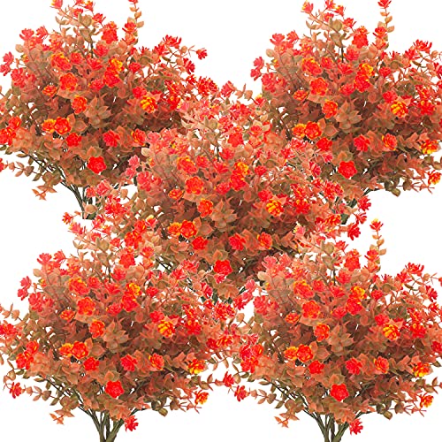 Artificial Fall Flowers, Fake Outdoor UV Resistant Autumn Plants for Home Kitchen Christmas Festival Thanksgiving Autumns Decoration(Fall Orange)