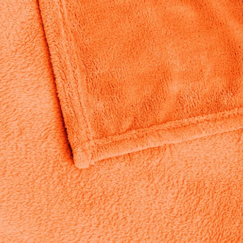 BEDELITE Orange Throw Blanket for Couch & Bed, Plush Cozy Fleece Blanket 50" x 60", Soft Lightweight Fall Throw Blanket for Home Furnishing