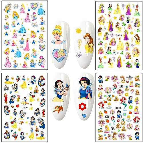 Designer Nail Art Stickers Decals, Cute Cartoon 3D Nail Self-Adhesive Sticker Designs, Kawaii Nail Art Stickers for Women Girls Kids, Cute Anime Nail Transfer Decals Decorations, DIY Resin Nail Decal