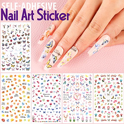 Nail Art Brushes Set, FANDAMEI Nail Design Kit, Nail Art Dotting Pens, Nail Stickers, Butterfly Nail Art Sequins, Nail Foils, Nail Art Flakes Iridescent, Rhinestones For Nails