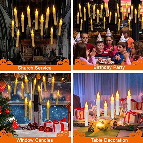 Halloween Decoration,12Pack Floating LED Candles With Remote Control,Hanging Floating Candles for Harry potter Witch Halloween Decor Christmas Holiday Party Birthday Wedding Bedroom Window Home Décor