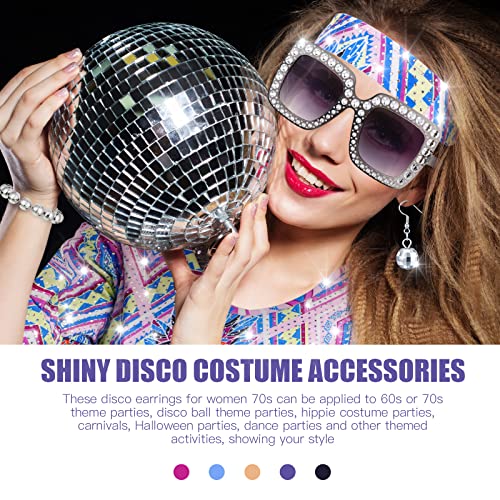 6 Pcs 70s Disco Costume Women Disco Costume Outfit, 70s Dance Dress Headband Disco Ball Earrings Necklace Bracelet Sunglasses (XL)