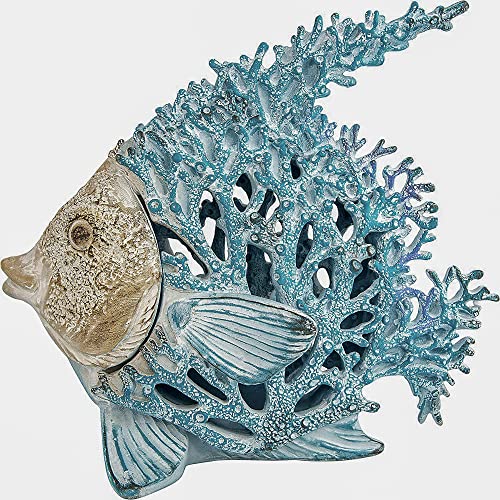 Corner Merchant Ocean Decor Coral Reef Angelfish Beach Home Decor Coral Look Polystone Tabletop Collection (Turquoise)