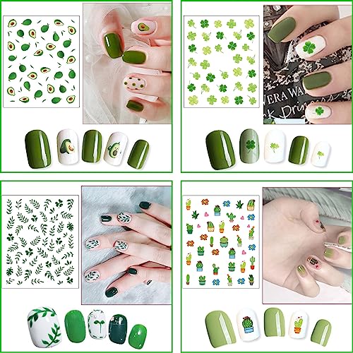 24 Sheets Nail Stickers for Kids, Cute Nail Art Decals for Little Girls, 3D Self-Adhesive Flowers Fruits Leaves Rainbow Hearts Mermaid Snow Nail Decoration for Women, DIY Manicure Supplies Accessories