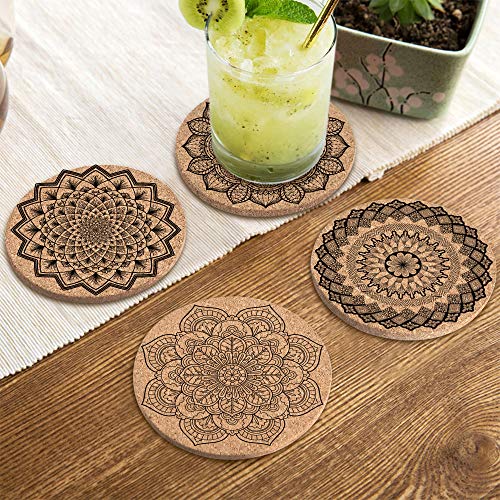 Coasters for Drinks Absorbent Cork Coasters with Holder Housewarming Gifts for New Home Present for Friends,Living Room Decor,Apartment Decor