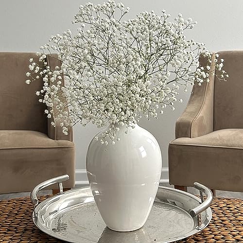 Willowy 10 Inch Porcelain Vase - White Ceramic Vase, White Vases for Decor, Decorative Vase, Ceramic Vases for Home Decor, Farmhouse Vase, Large White Vase for Pampas Grass, Modern Vase