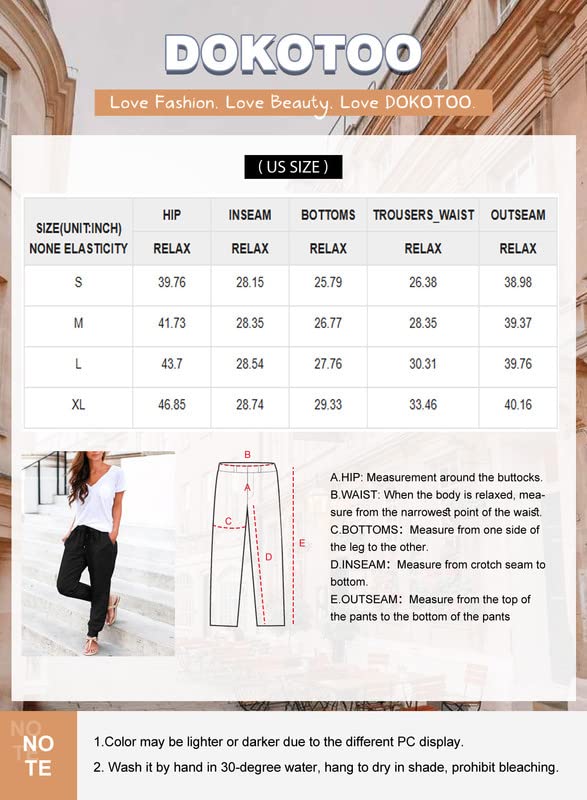 Dokotoo Womens Linen Solid Casual Loose Drawstring Tie Elastic Waist Jogging Jogger Hiking Cargo Pants Sweatpants for Women with Side Back Pockets Khaki Small