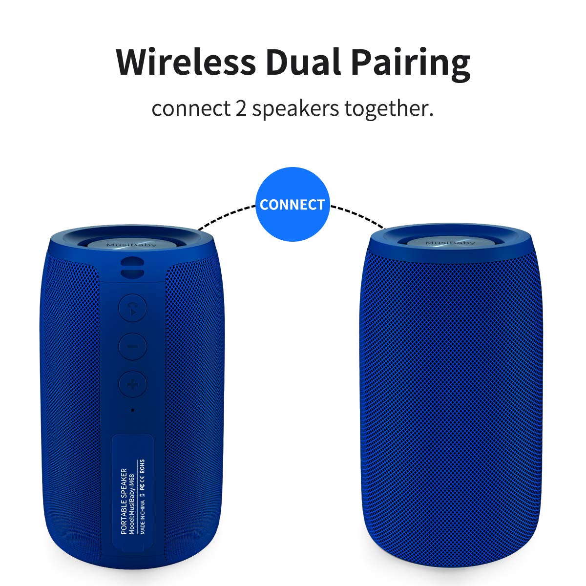 Bluetooth Speakers,MusiBaby Speaker,Outdoor,Wireless,Waterproof, Portable Speaker,Dual Pairing, Bluetooth 5.0,Loud Stereo,Booming Bass,1500 Mins Playtime for Home,Party,Gifts(Blue)